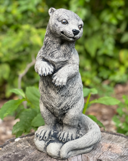 Otter animal figurine Backyard decor Concrete Outdoor sculpture