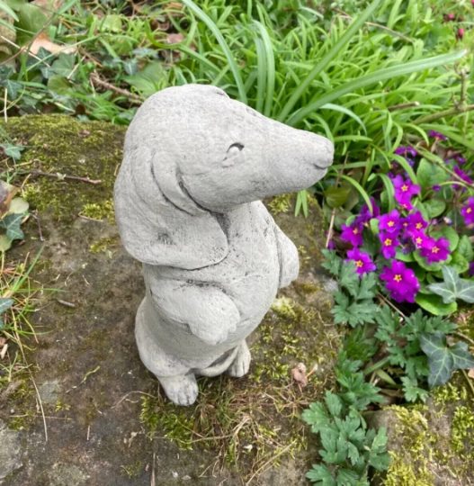 Concrete Dachshund dog figurine