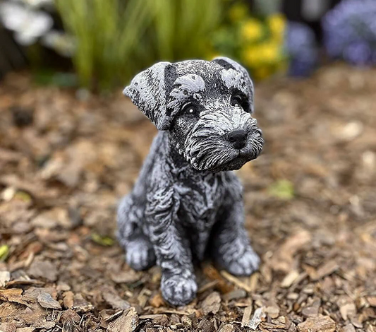 Sitting Schnauzer dog statue