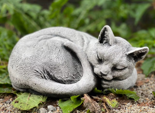 Concrete sleeping cat figurine