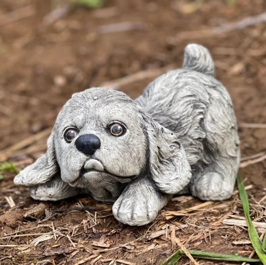 Concrete cocker spaniel statue