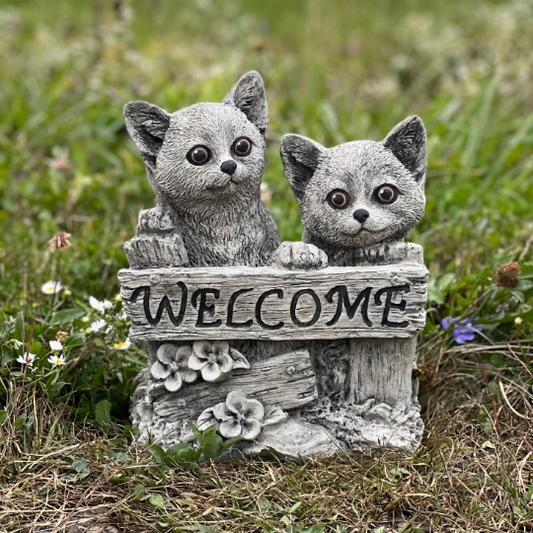 Two Cats Welcome Statue