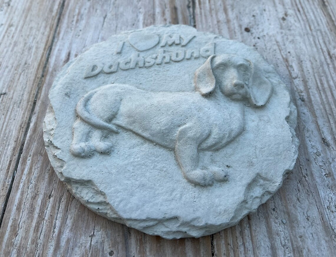 Dachshund dog plate statue