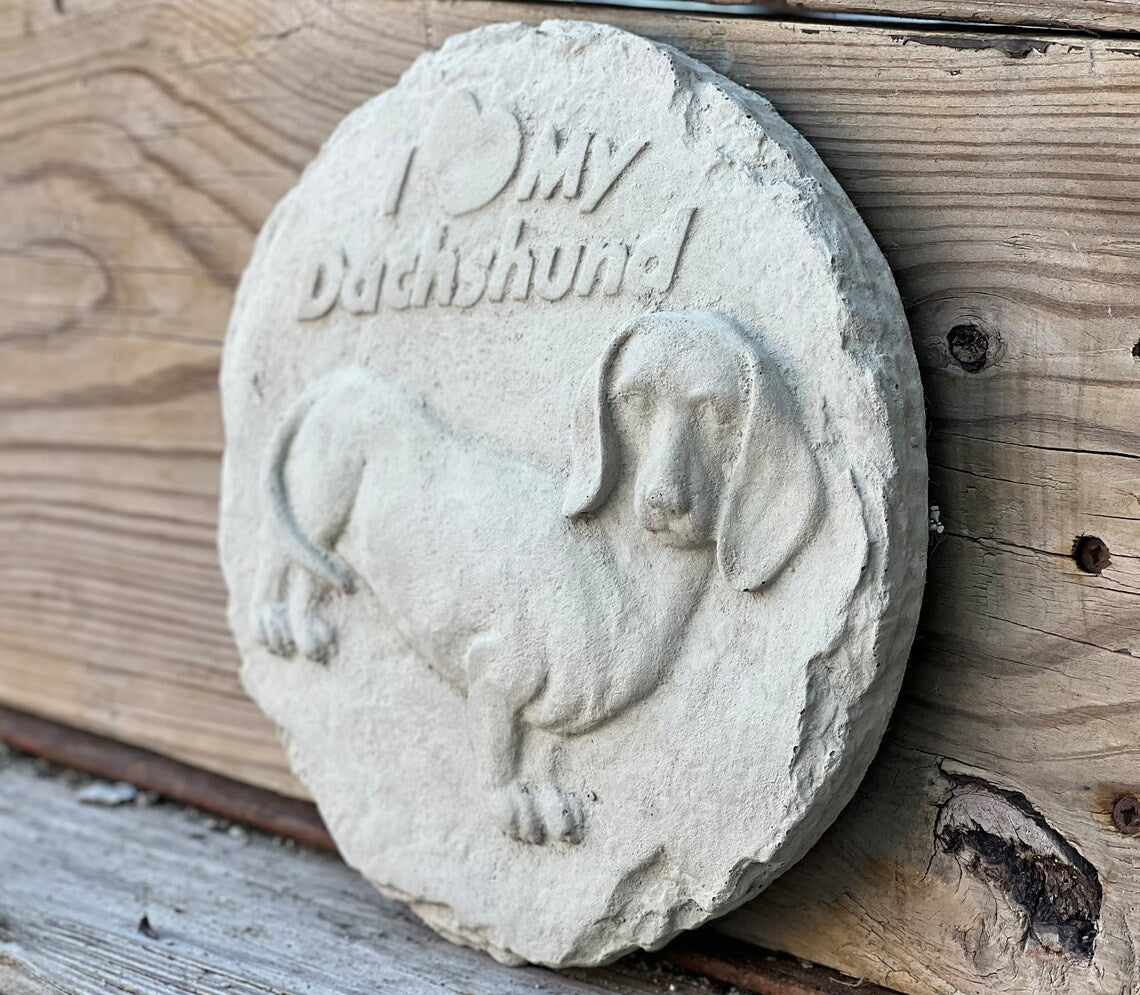 Dachshund dog plate statue