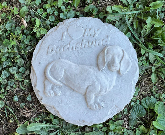 Dachshund dog plate statue