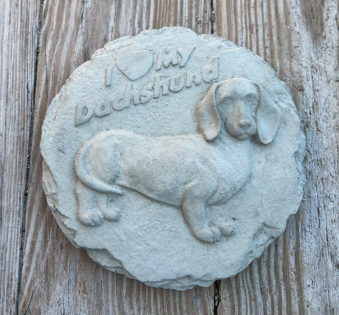 Dachshund dog plate statue