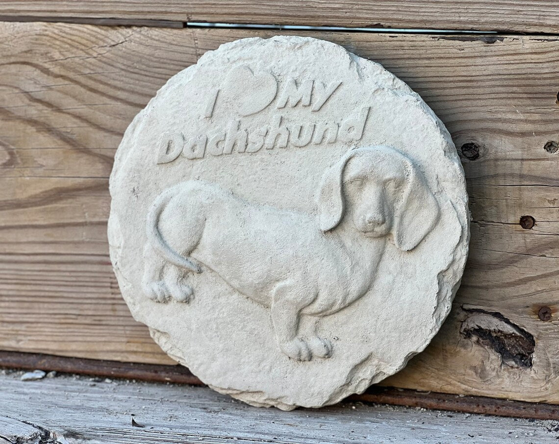 Dachshund dog plate statue