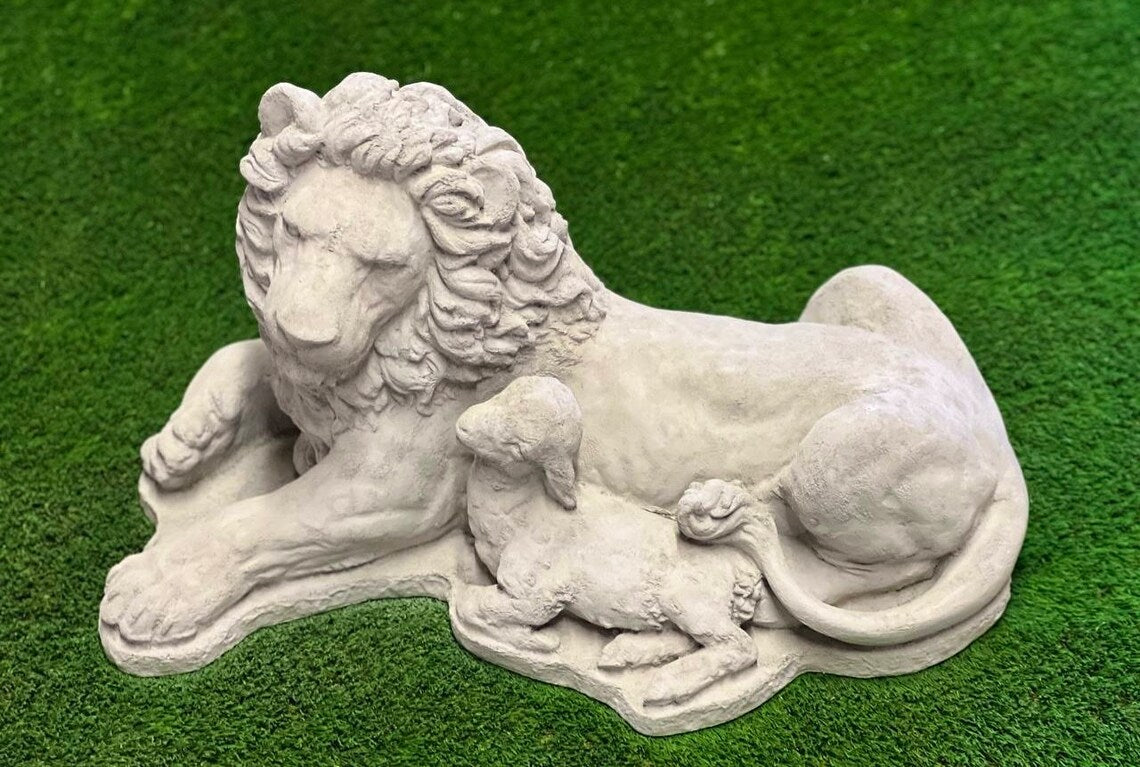 Lion and sheep statue