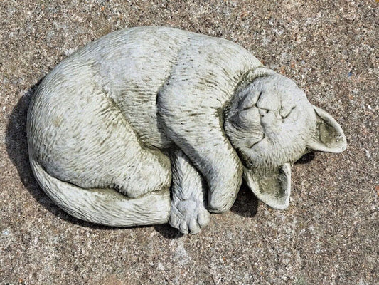 Concrete Sleeping Cat Figure