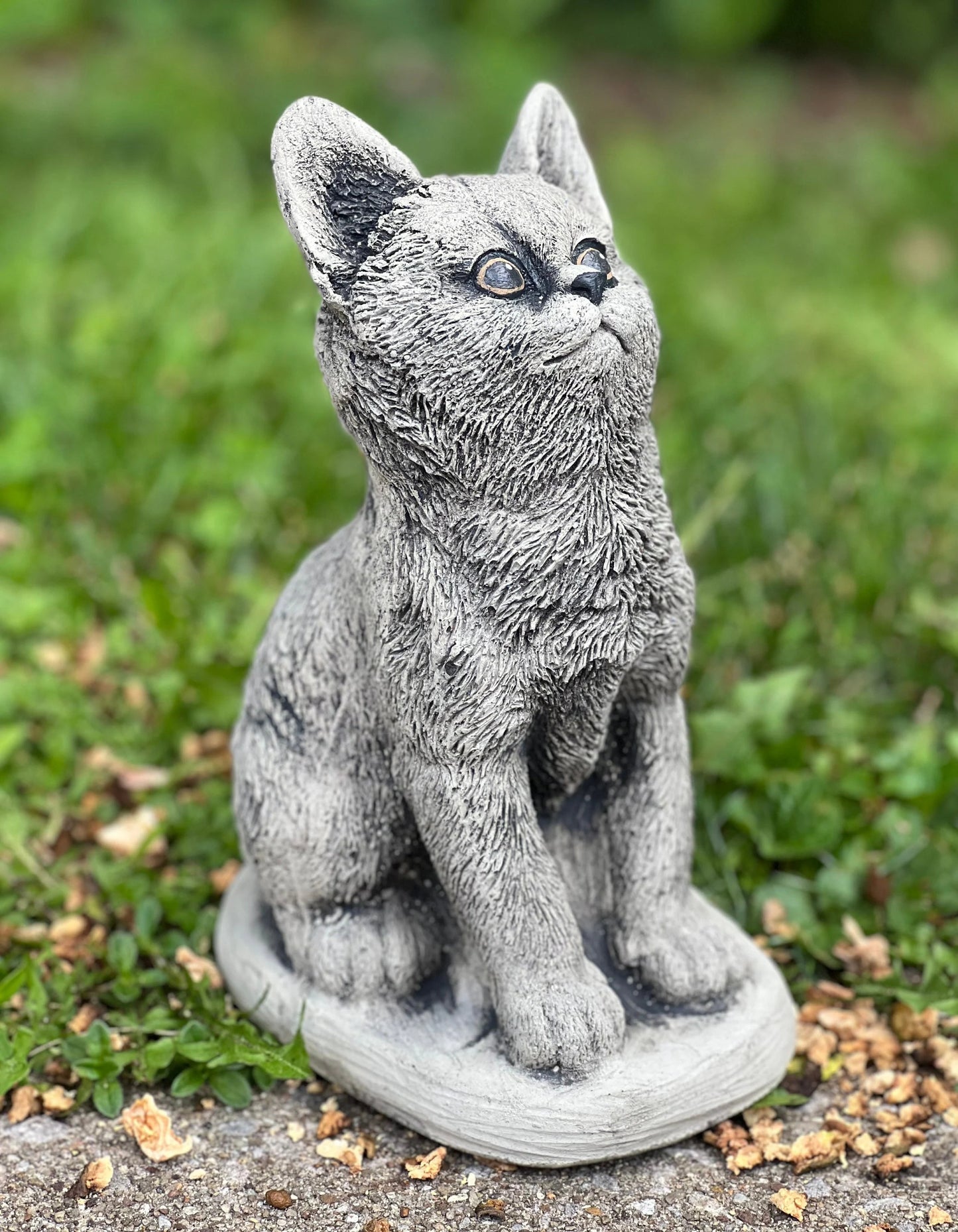Cat sitting on basement statue