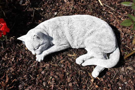 Resting kitty garden statue