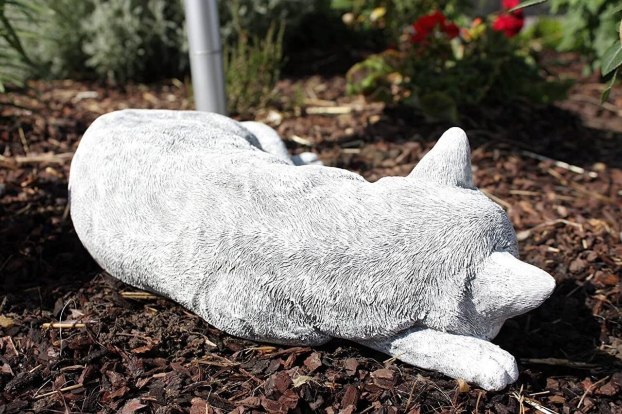 Resting kitty garden statue